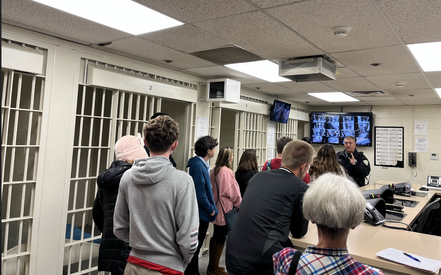 Students touring a jail