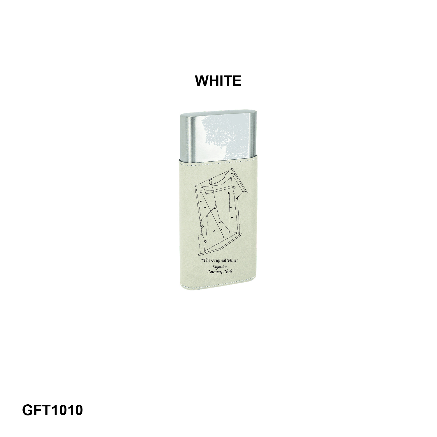 White Laserable Leatherette Cigar Case with Cutter