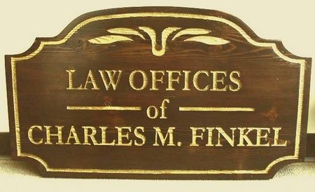 A10212 - Stained Cedar Attorney Sign, Hand-Carved Text, Gold Metallic Paint