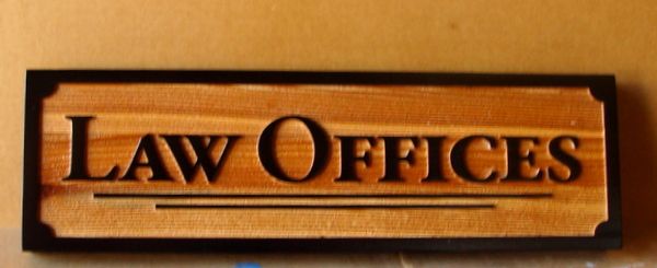 A10414–Carved and Sandblasted Cedar Wood Law Office Sign ,  Natural