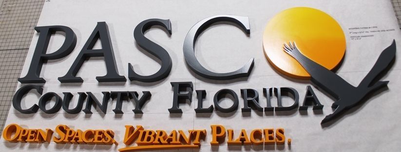 CP-1425 - Carved HDU Individual Letters and Logo for Pasco County, Florida