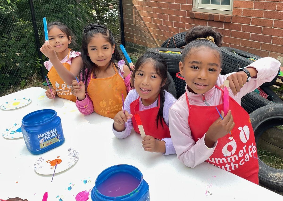 girls painting outside