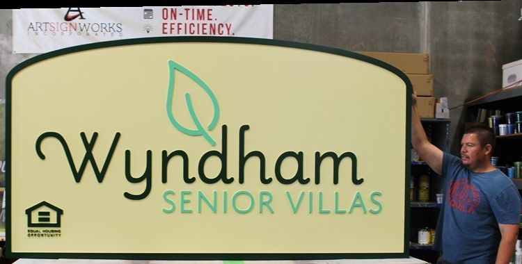K20424 -  Carved  2.5-D Raised Relief High-Density-Urethane (HDU)  Residential Community Sign for "Wyndham Senior Villages"