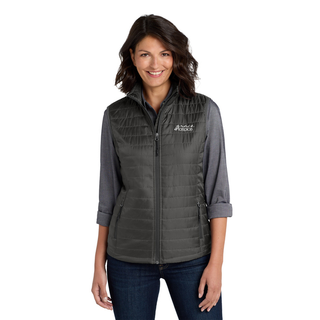 Port Authority® Women's Packable Puffy Vest - L851  - Sterling Grey/ Graphite
