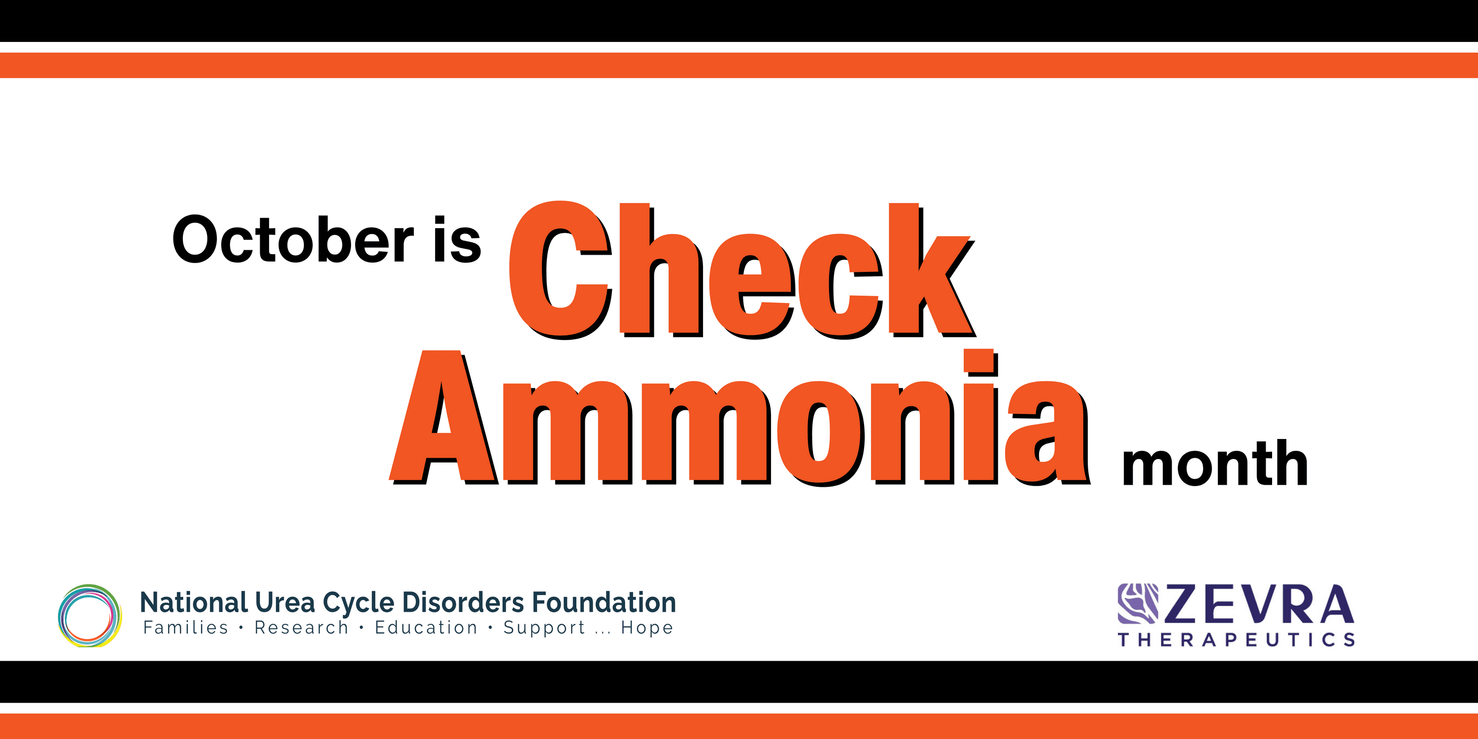 Check Ammonia logo. White background with orange and black lettering and designs.