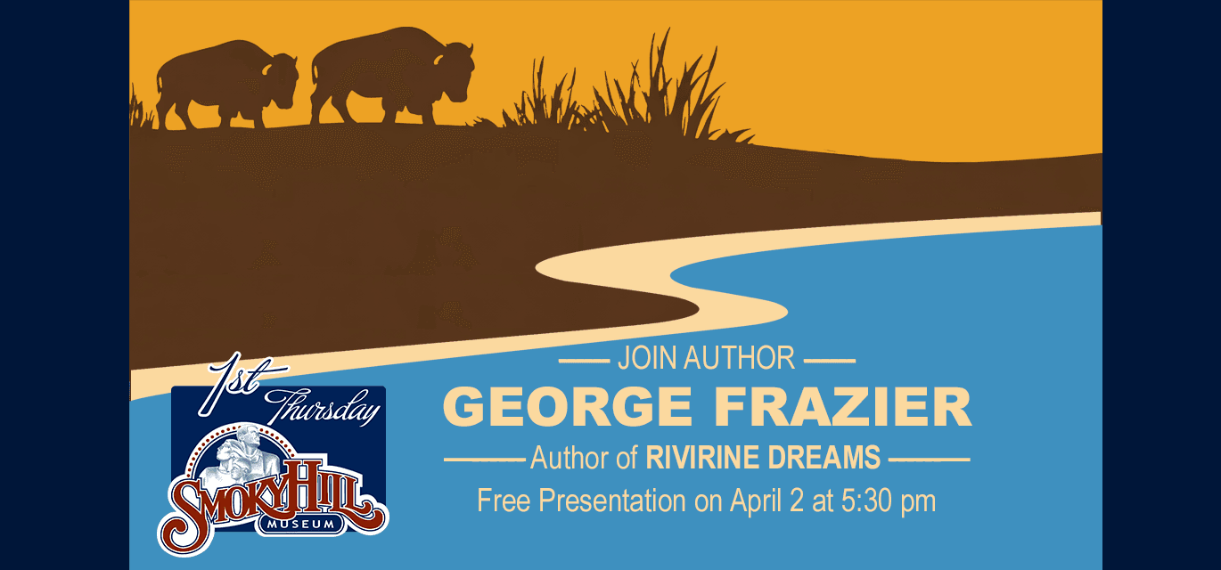 Silhouette of bison on a hill by a river.