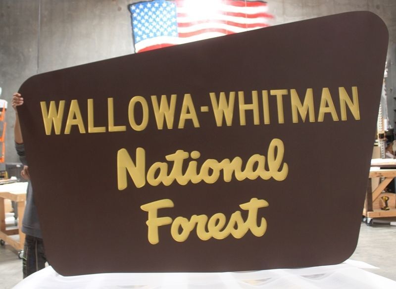 G16049 - Carved sign for Wallowa-Whitman National Forest