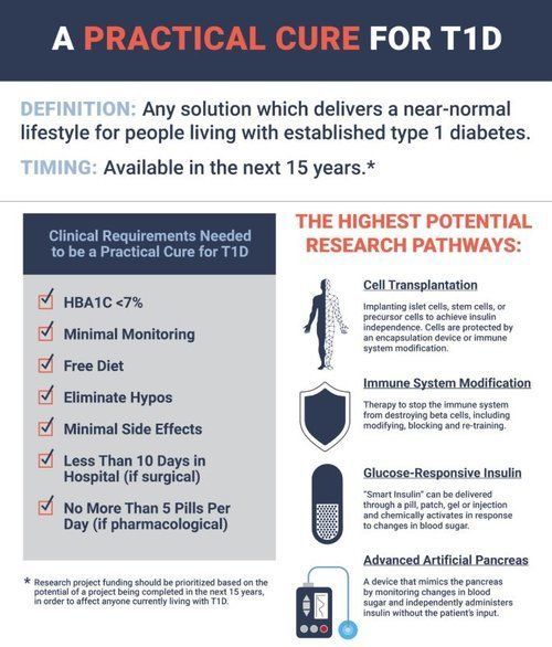 A Practical Cure for T1D: The Four Research Pathways