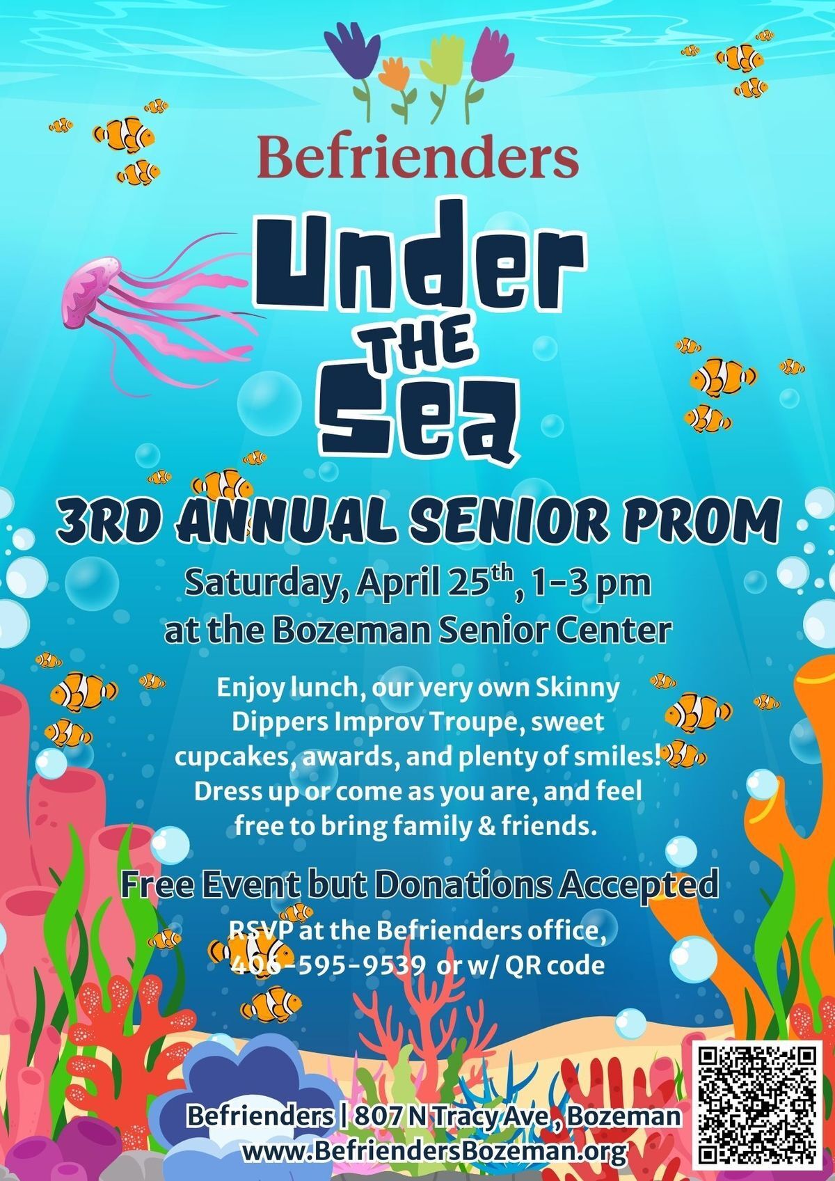 Come to our 3rd Annual Senior Prom on Saturday, April 25th, 1-3pm at the Bozeman Senior Center
