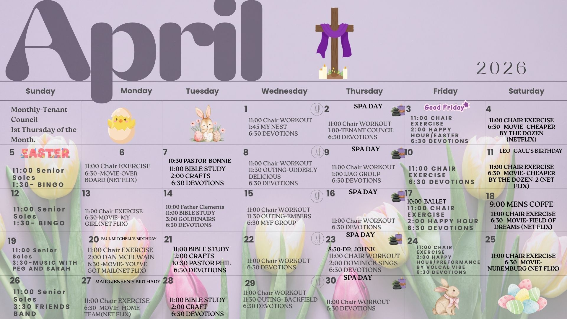 Downloadable Activities Calendar