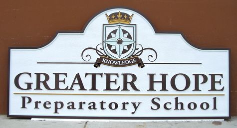FA15604 - Greater Hope Preparatory School Carved Wooden Sign