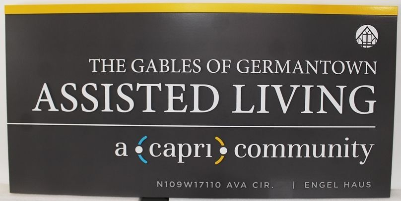 K20510 - Carved High-Density-Urethane (HDU)  Entrance Sign for  the " The Gables of Germantown - Assisted Living "