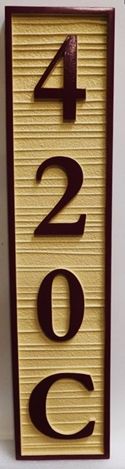 I18868 -  Vertical Carved and Sandblasted Wood Grain Address Number Sign, 2.5-D