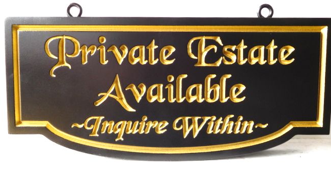 GC16420 - Engraved High-Density-Urethane (HDU)  "Private  Estate Available "  Sign for a Cemetery 