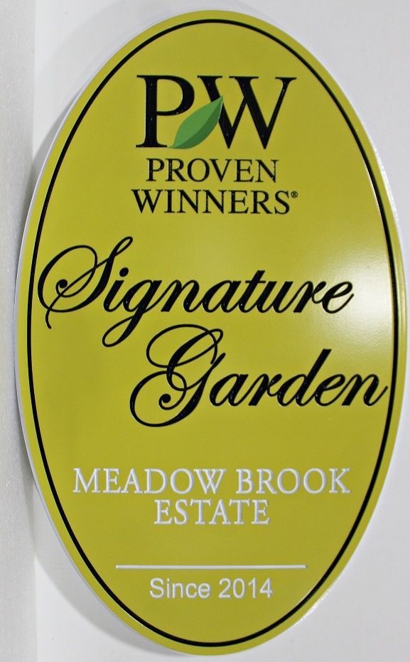 GA16528 - Carved High-Density-Urethane (HDU) Sign for "Signature Garden" at Meadow Brook Estate