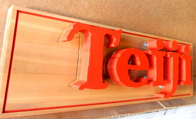 SA28782 - Close-Up View of "Teiji" or "People"Cut-Out Letters Sign 