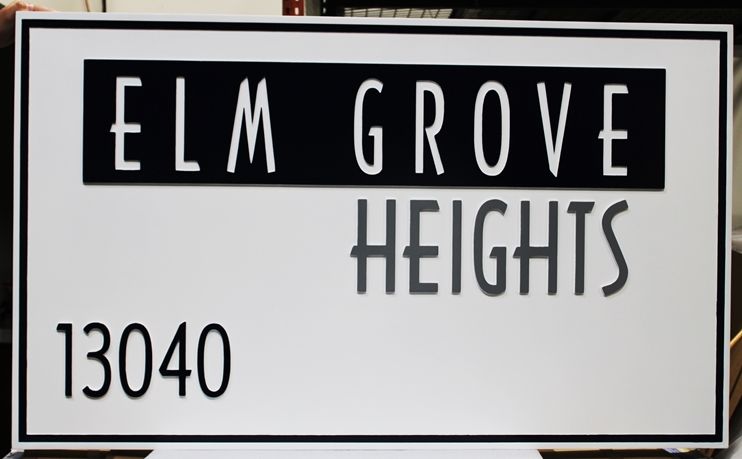 K20404 - Carved and Engraved High-Density-Urethane (HDU) Entrance Sign for the "Elm Grove Heights" Residential Community