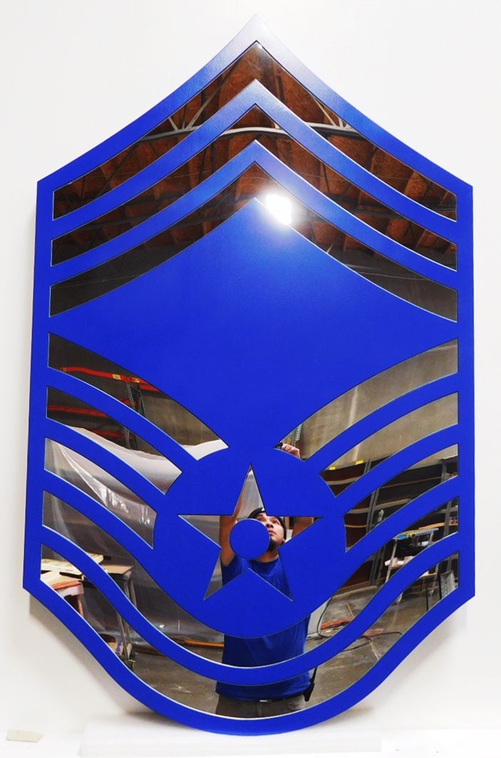 LP-8840 - Carved  Plaque of the Air Force Chief Master Sergeant (E-9) Rank Insignia, Mirror Finish