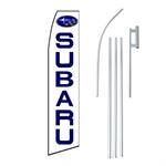 Subaru White w/Logo Swooper/Feather Flag + Pole + Ground Spike