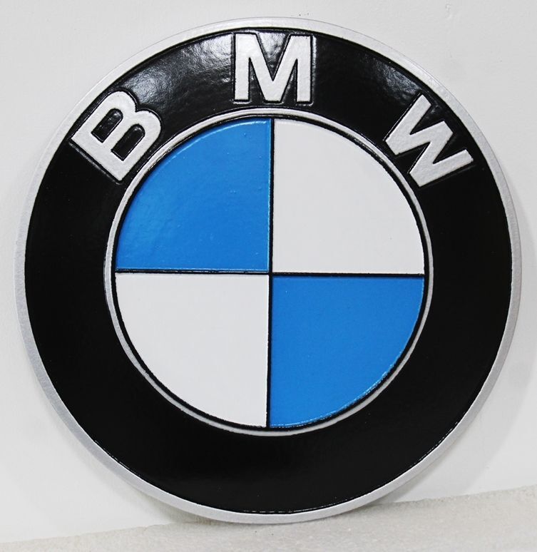 VP-1020 - Carved Wall Plaque of the Logo of BMW, Artist Painted