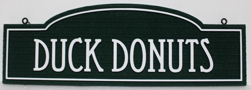 Q25596 - Carved and Sandblasted Sign for "Duck Donuts"