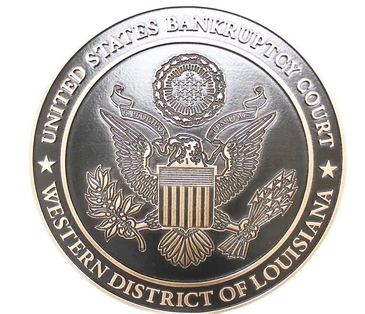FP-1425 - Carved Plaque of the Seal of the US Bankruptcy Court, Western District of Louisiana, 2.5-D Engrave Bronze Plated