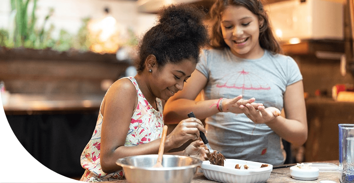 girls using mixing bowls