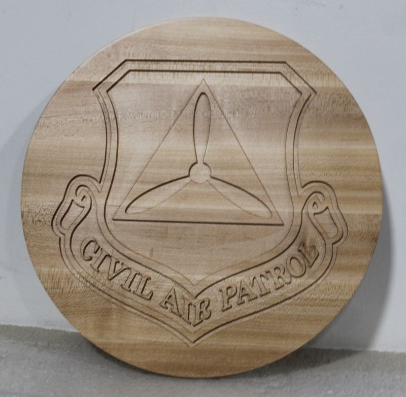 LP-1814 - Unfinshided Cedar Plaque if the Crest of the Civil Air Patrol