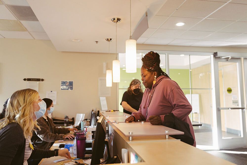 Welcome desk at The Gathering Place.