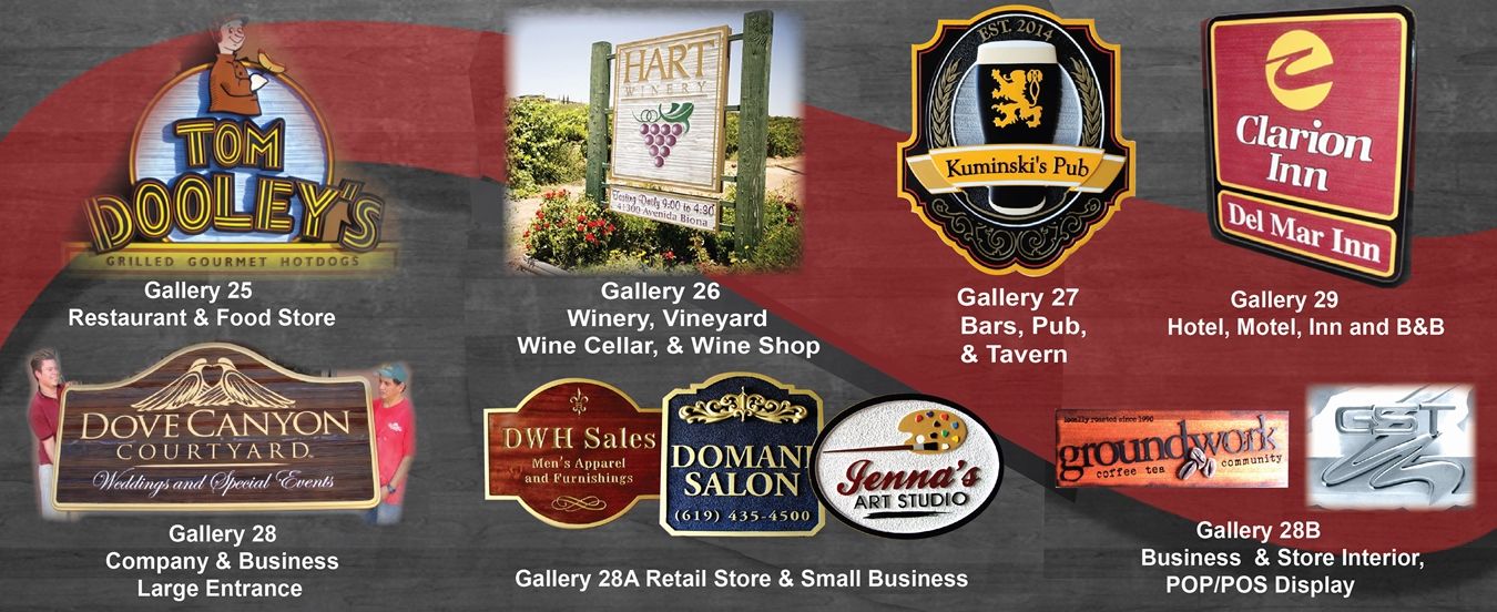 Signs for Restaurants, Wineries, Pubs, taverns, Retail Stores, Businesses, Companies, Hotels, Inns and B&Bs