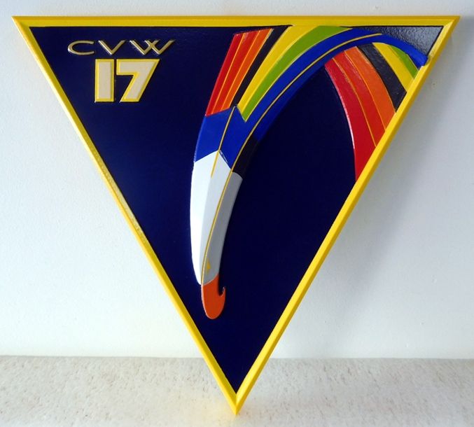 JP-1430 - Carved Plaque for  Insignia for for Carrier Air Wing (CVW  17), Artist-Painted
