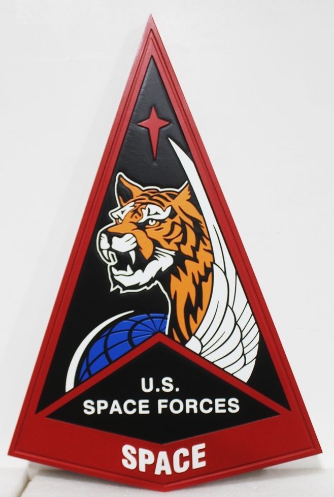 LP-1220A - Carved 2.5-D Multi-Level HDU Plaque of the U.S. Space Forces Tiger Emblem