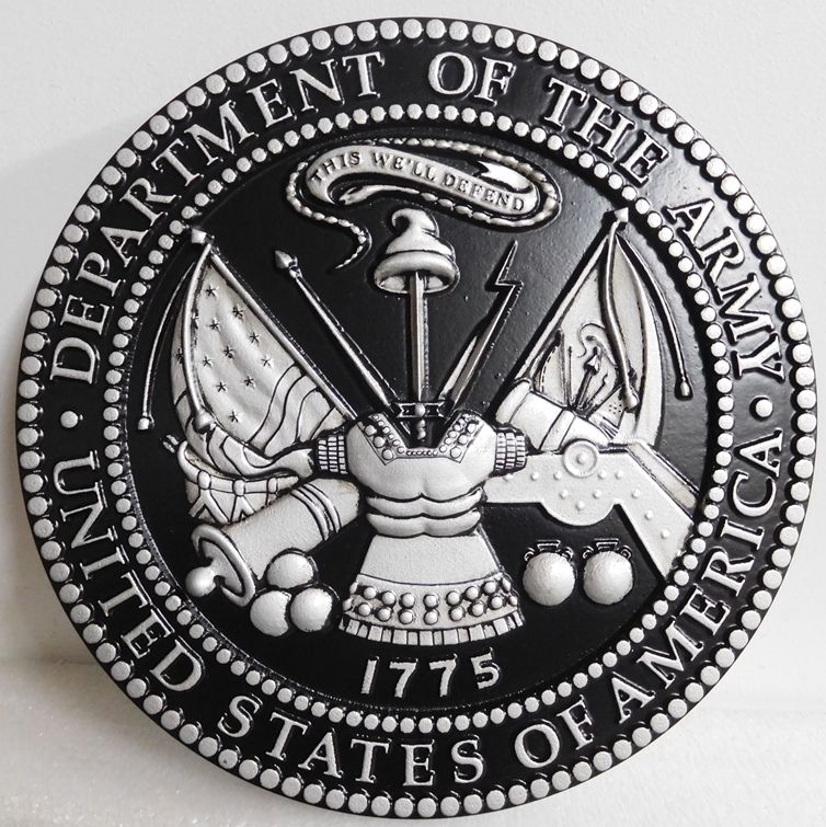 V31710 - 3-D Nickel/Silver Wall Plaque of the US USMC Emblem with Hand-Rubbed Black Paint