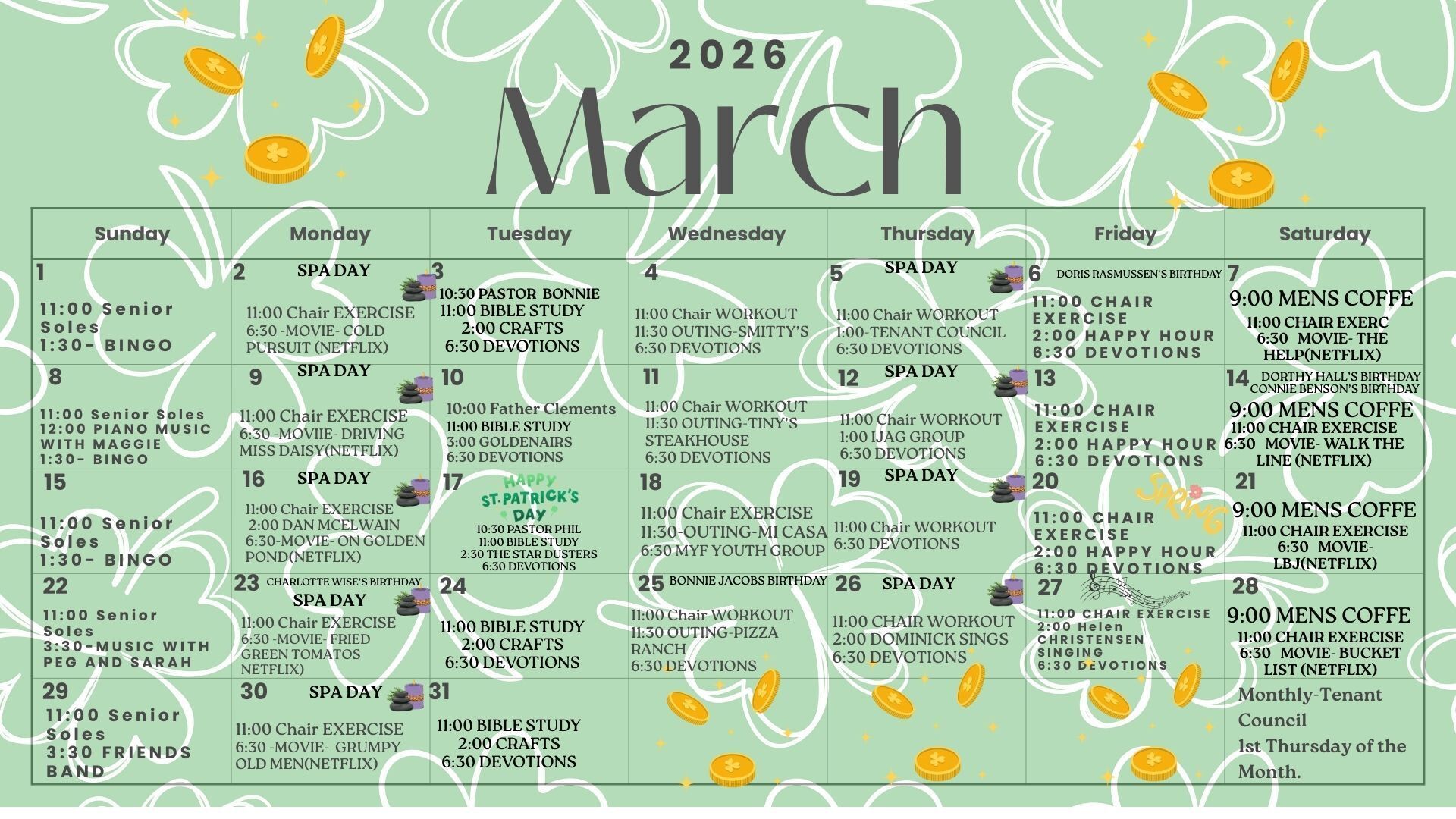 Downloadable Activities Calendar