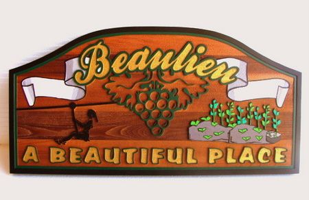 M3031 - Carved Redwood Sign for Beaulieu Winery (Gallery 26)