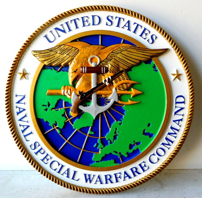 M2157  - Carved Wall Plaque for the US Navy Special Warfare Command, with Eagle and Anchor Emblem (Gallery 31) 