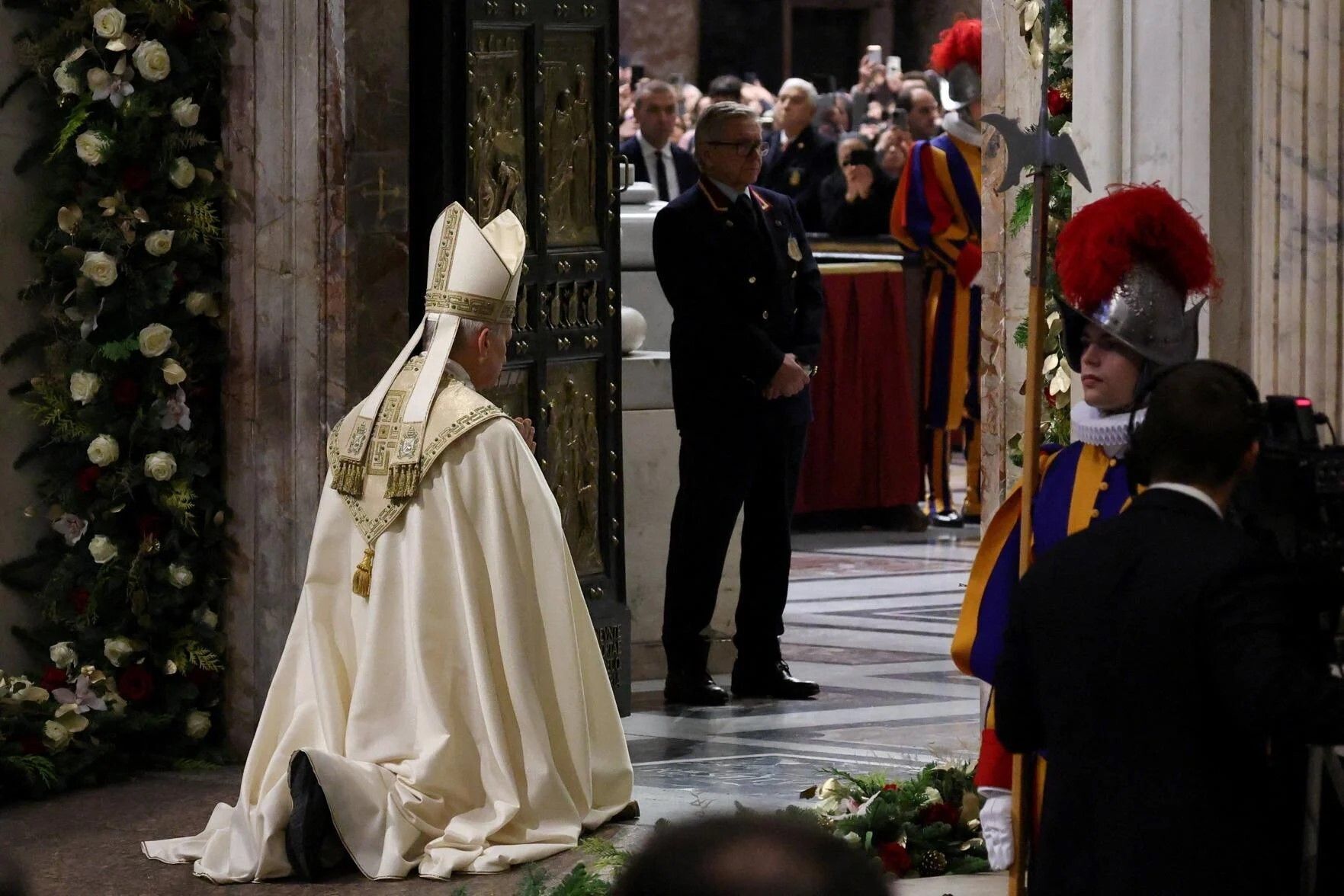 Pope Leo XIV closes the Holy Door of St. Peter’s Basilica on the feast of the Epiphany at the Vatican Jan. 6, 2026, marking the official end of the Jubilee Year 2025. (OSV News photo/Yara Nardi, pool via Reuters)