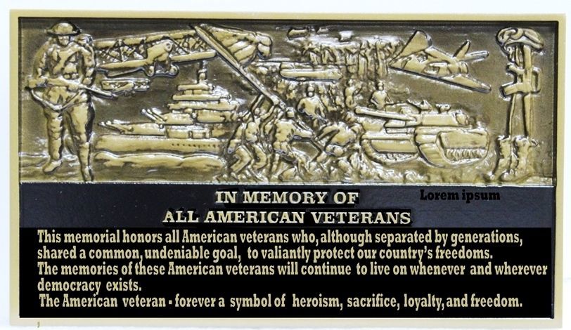 MB2001 -3-D Bas-Relief Memorial Wall Plaque for all American Veterans