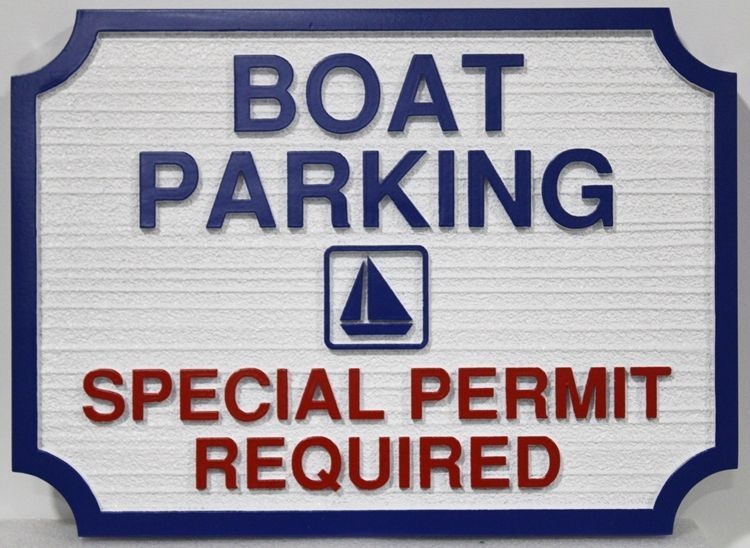 L22551 - Carved and Sandblasted Wood Grain HDU  Boat Marina Sign for "Boat Parking” 