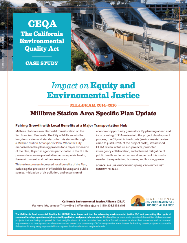Impact on Equity and Environmental Justice Millbrae Station Area Specific Plan Update
