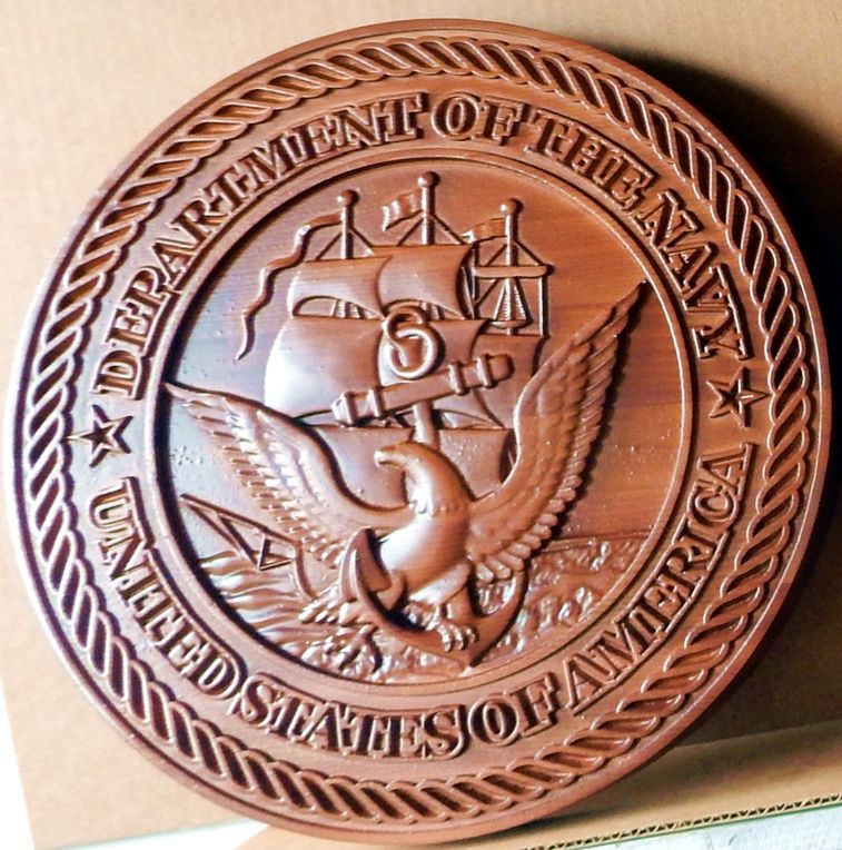 WM1120 - Seal of the US Navy,3-D  Stained Mahogany