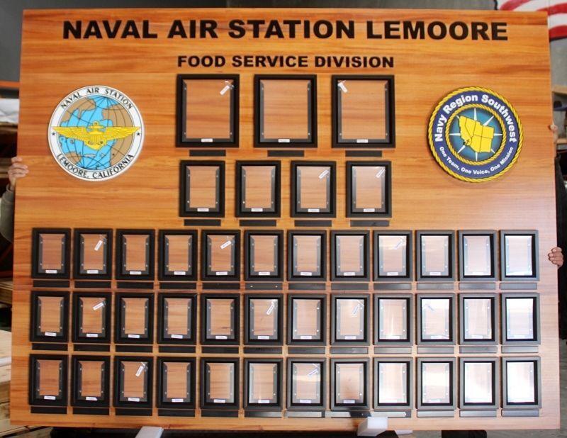 SA1571 - Carved Mahogany Chain-of-Command Photo Board for the Naval Air Station Lemoore