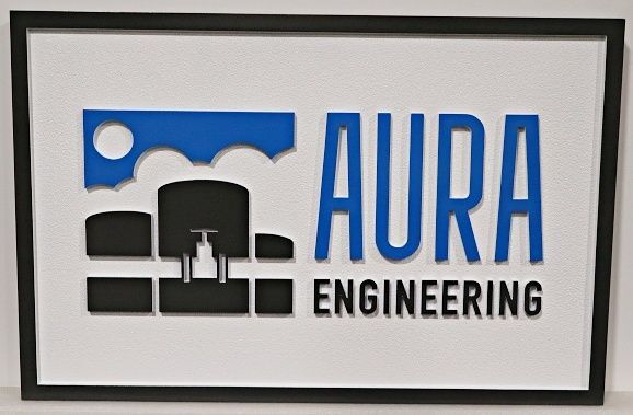 S28027 - Carved HDU Sign for "Aura Engineering"