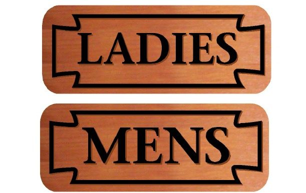 GA16625 - Design of Carved Wood or HDU Sign for "MENS" and "LADIES"  ROOM