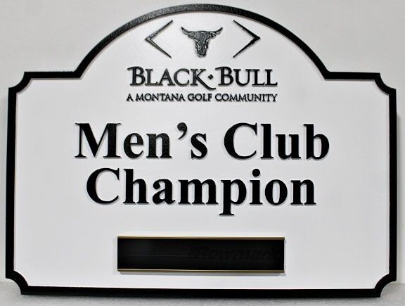 E14247 - Carved HDU Reserved Parking Space Sign for "Men's Club Champion" 