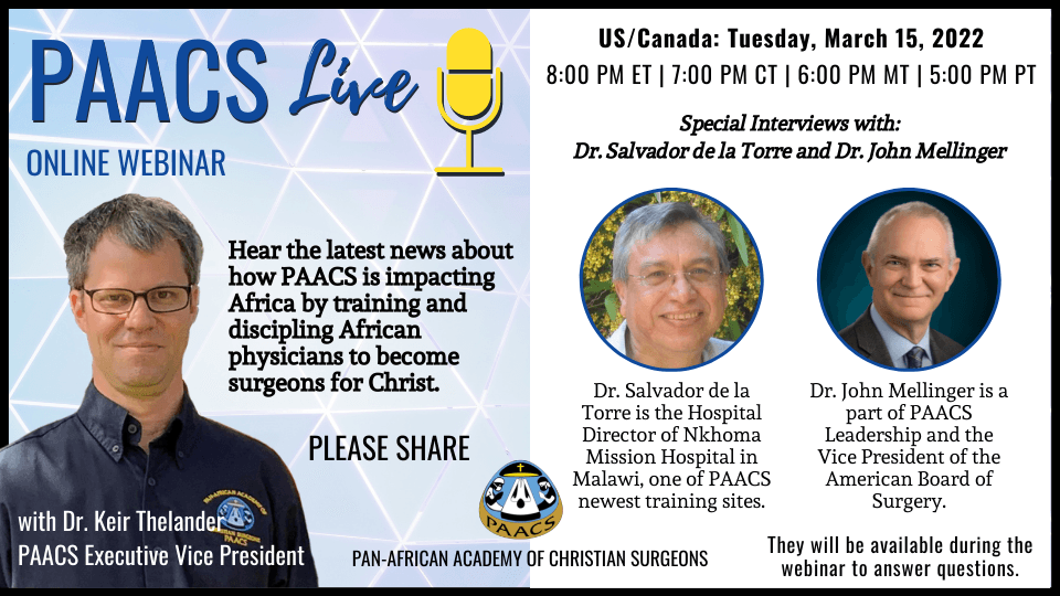 The Next PAACS Live Webinar is March 15, 2022