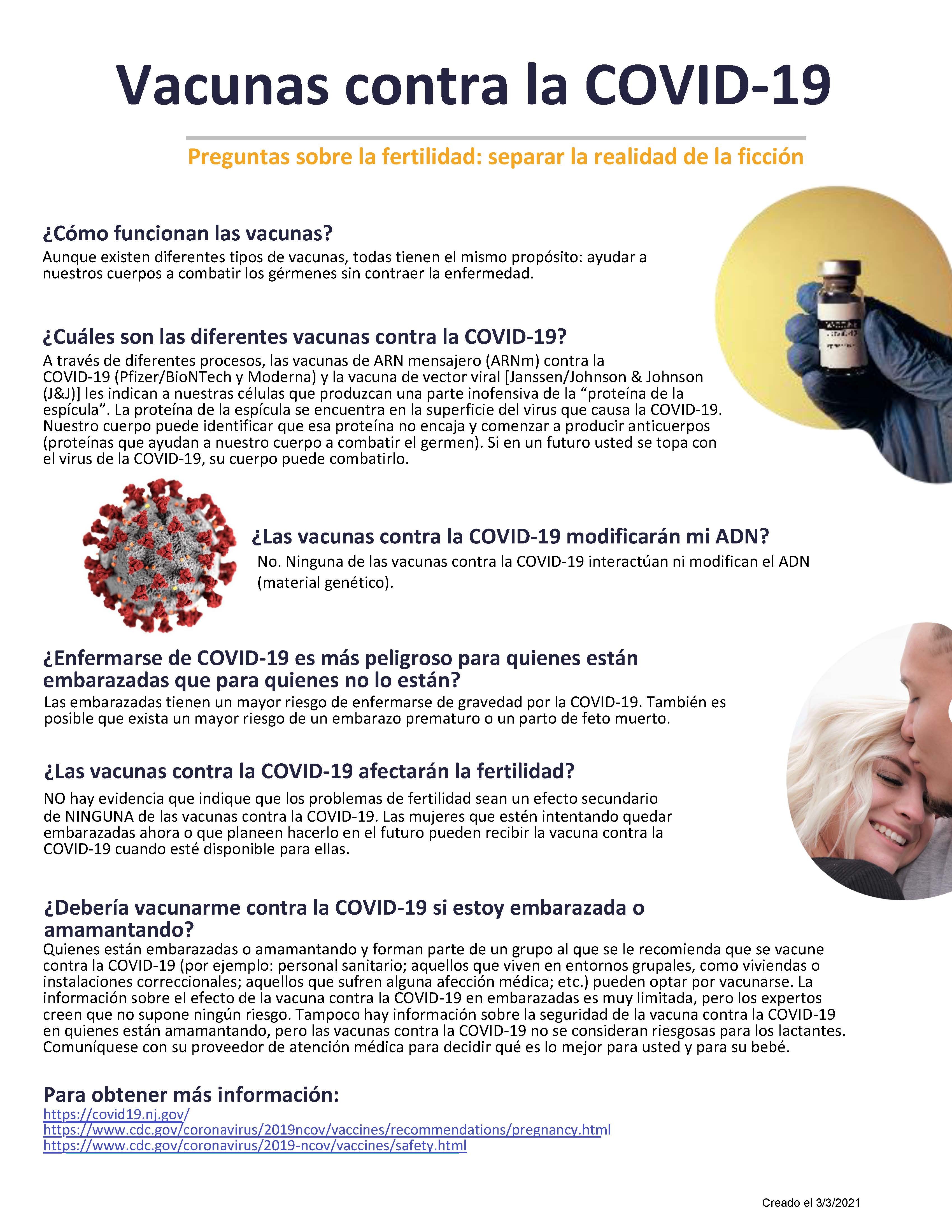 Fertility and COVID-19 Vaccine flyer (Spanish)