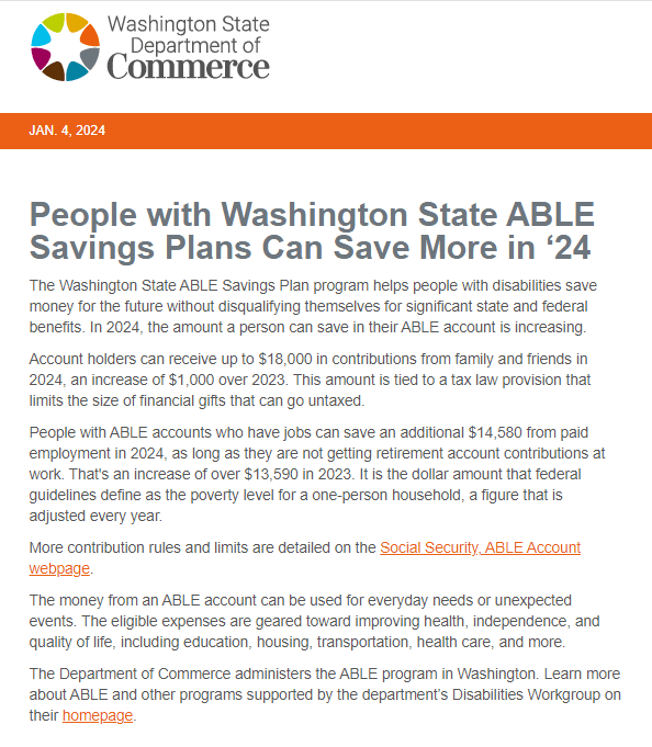 People with Washington State ABLE Savings Plans Can Save More in ‘24