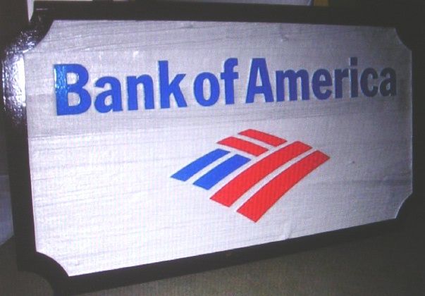 C12215 - Sandblasted Wood Wall Sign for Bank of America