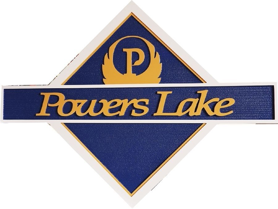 VP-1574  - Carved 2.5-D Plaque of the Logo of the Powers Lake Resort 